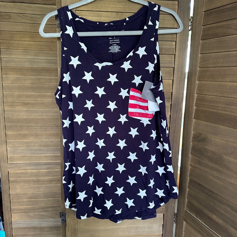 Grayson Threads Blue and White Star Print Tank Top